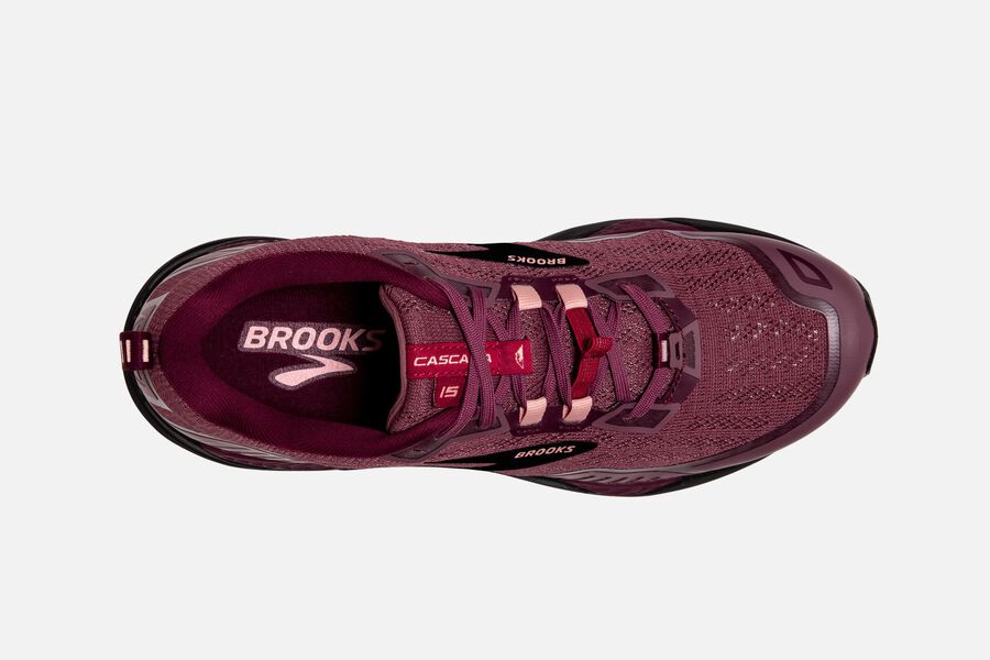 Cascadia 15 Trail Brooks Running Shoes NZ Womens - Burgundy - FEBKWP-275